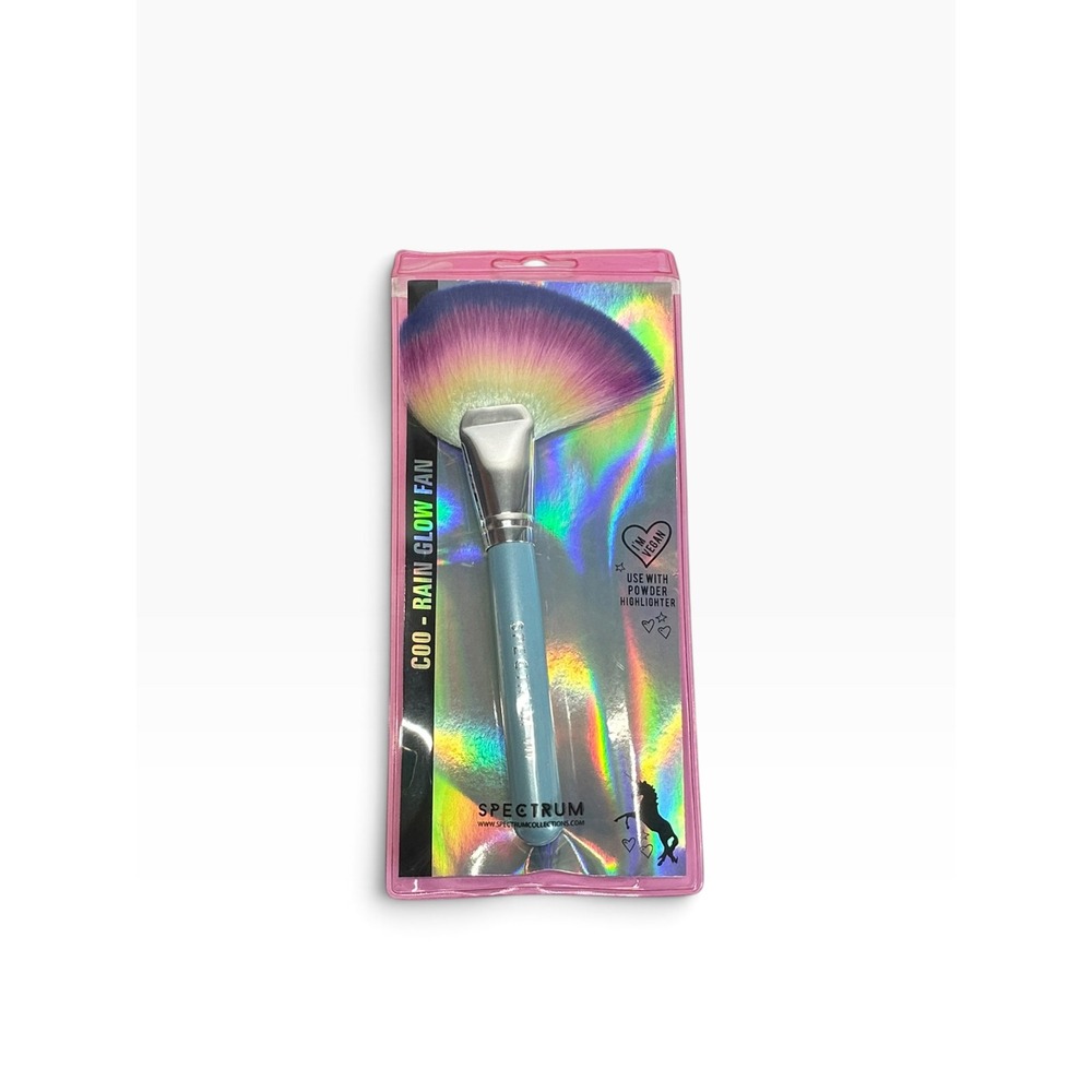 Spectrum Rain Glow Fan Brush C00 OS Rainbow New Vegan Highlighter Makeup Tool